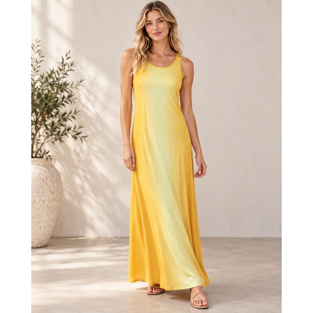 Outerknown Womens Ombre Sleeveless Tencel Maxi Dress Yellow XS NWT Retail $198